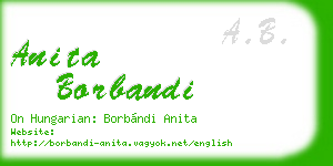 anita borbandi business card