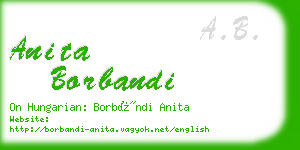 anita borbandi business card